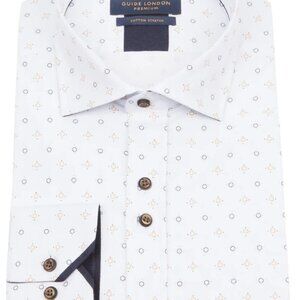 Guide London White Motif Print Dress Shirt